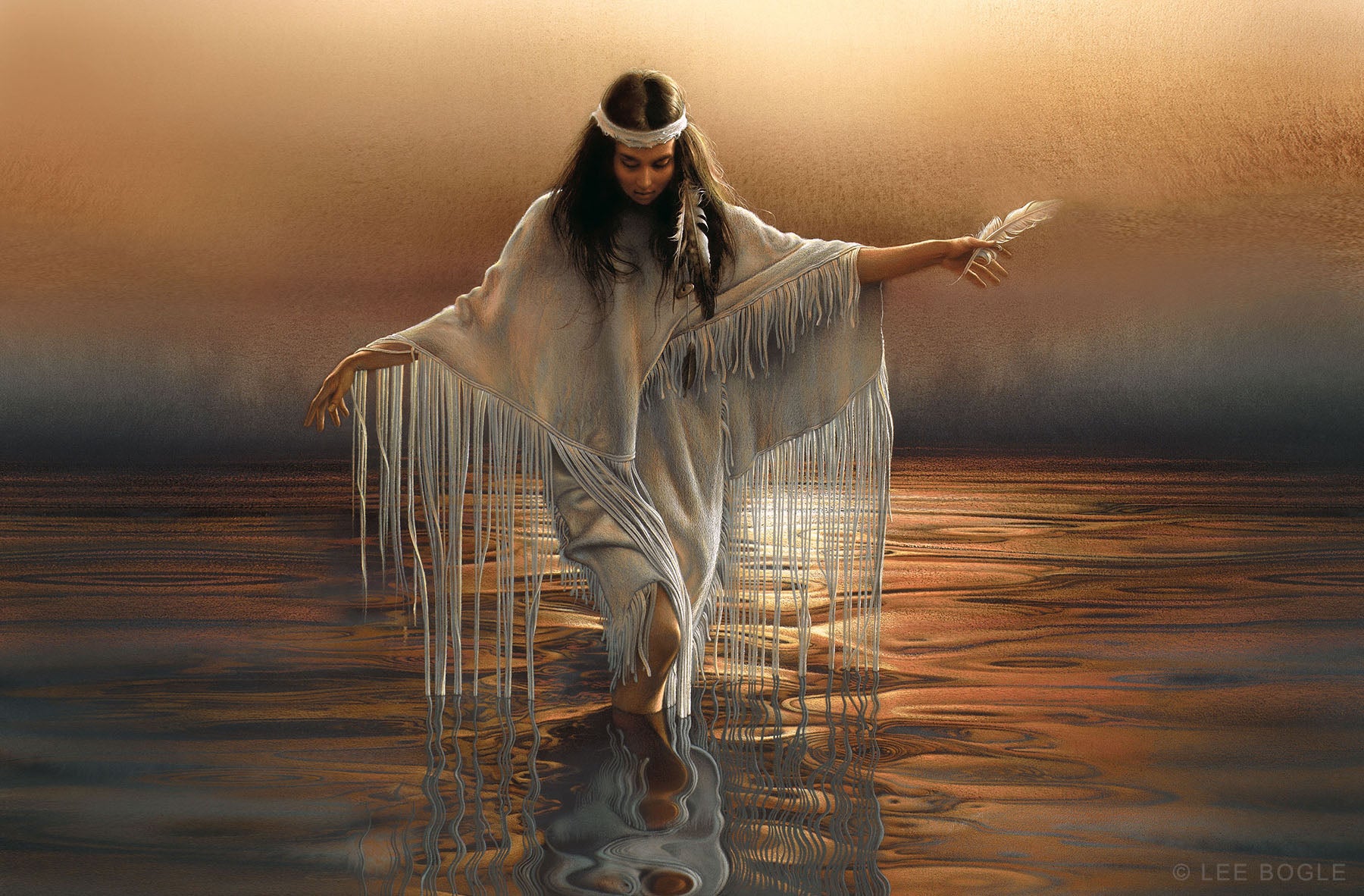 Lee Bogle - Golden Reflections Horizontal - Painting - Art Print